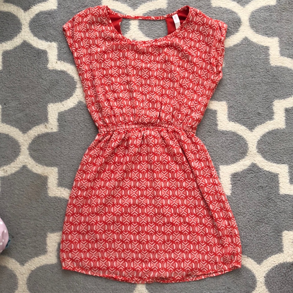 Red Orange & White Aztec Pattern Dress